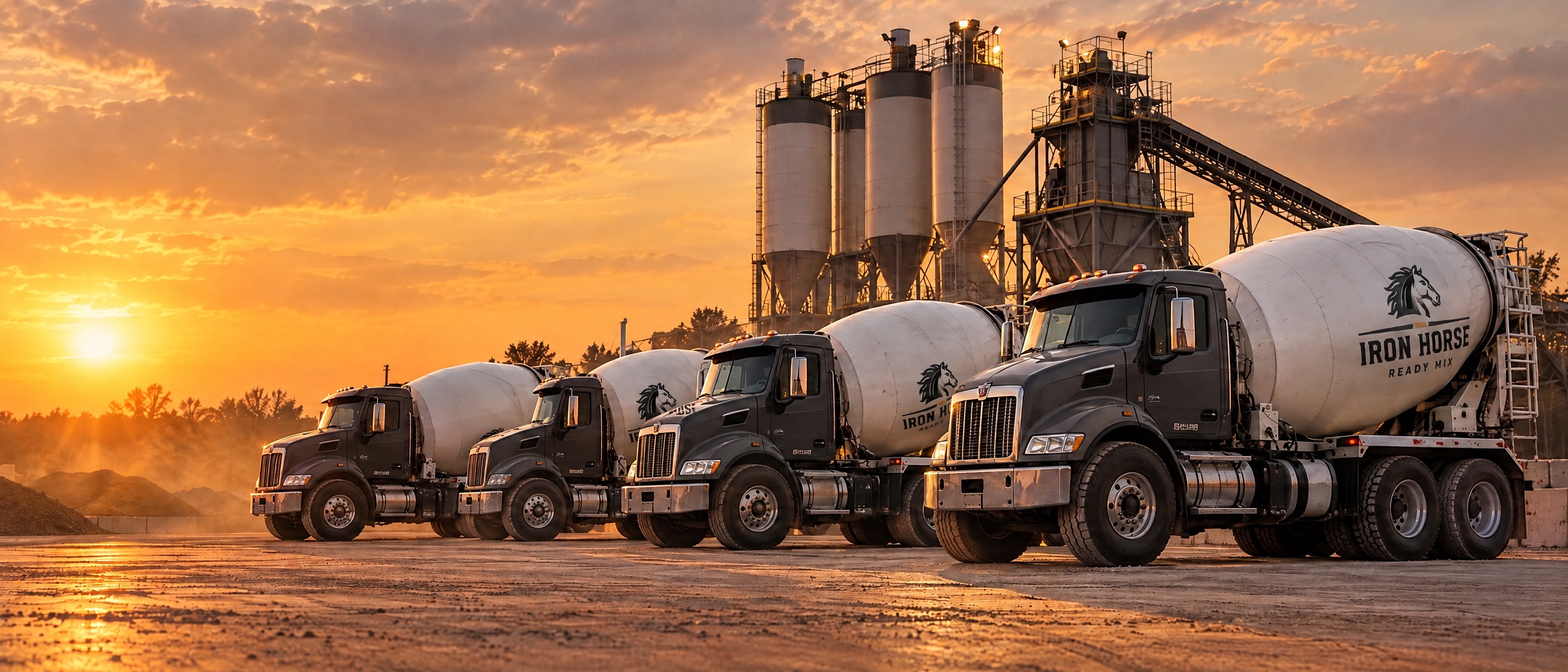 Iron Horse mixer fleet staged at the plant