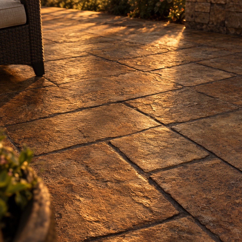 Stamped decorative concrete patio detail